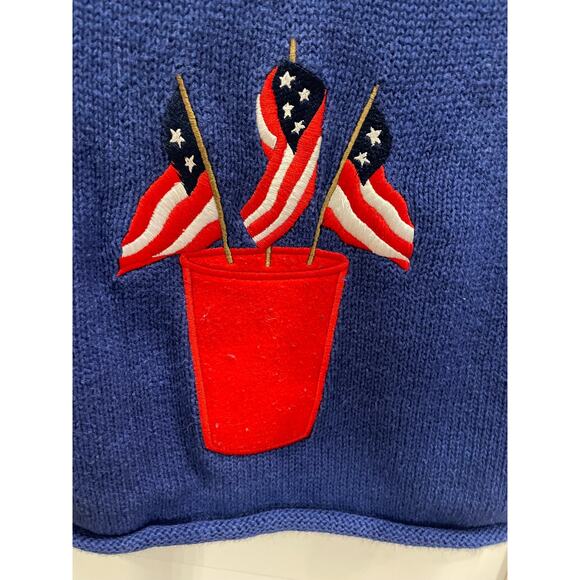 VTG  The Quacker Factory patriotic sweater 4th of July Large short sleeve - Picture 6 of 10